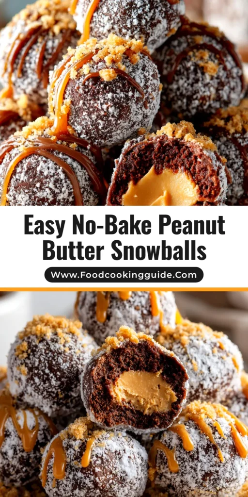 A top-down view of several no-bake Chocolate Peanut Butter Snowballs arranged on a festive plate, ready to be served as an easy Christmas candy.