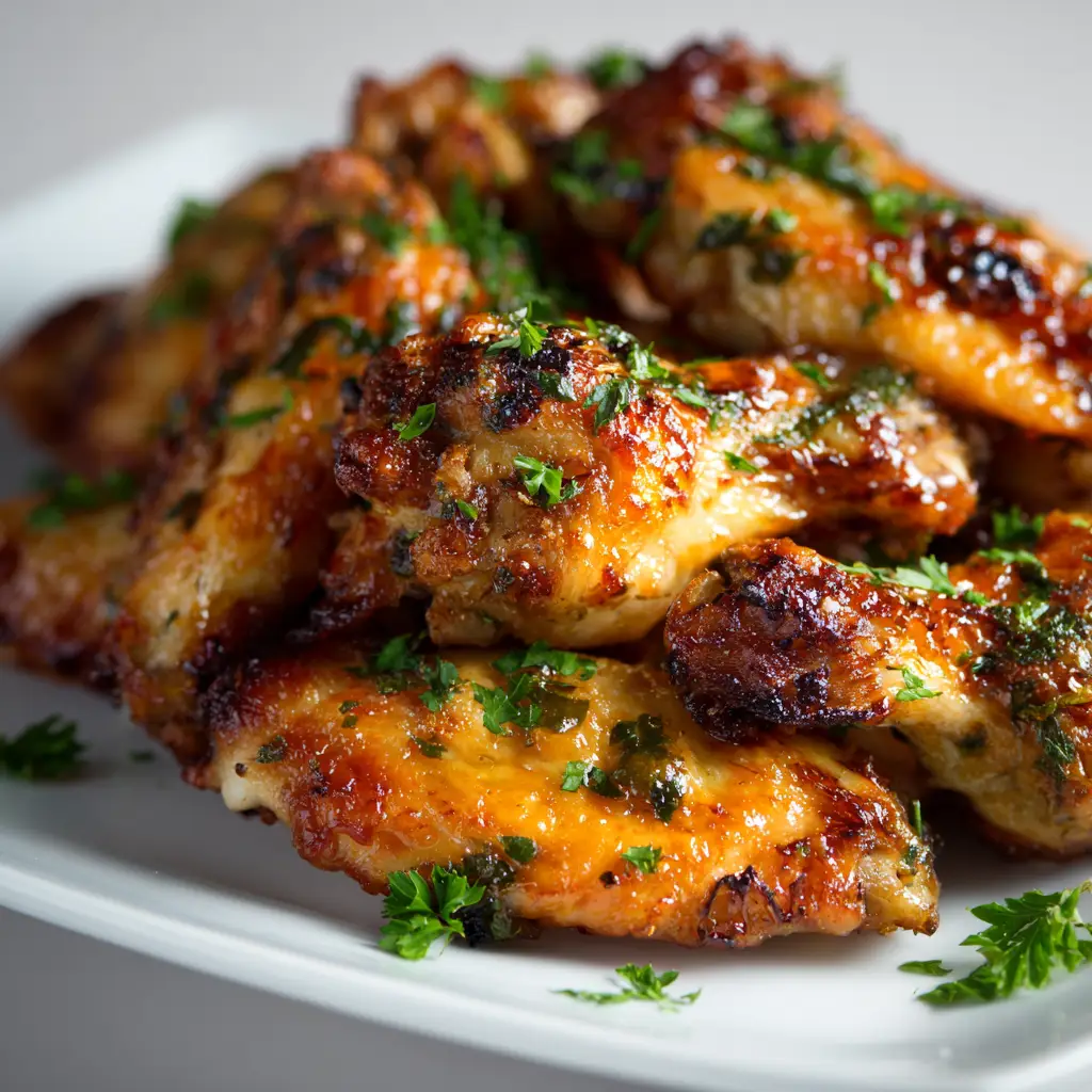 A platter of crispy chicken wings seasoned and ready for dipping, showcasing the perfect appetizer for game day.
