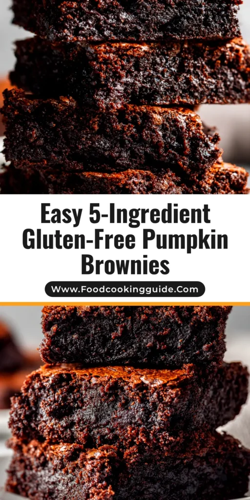 A stack of fudgy gluten free pumpkin brownies on a white plate, ready to be eaten. The perfect gluten free fall dessert recipe.