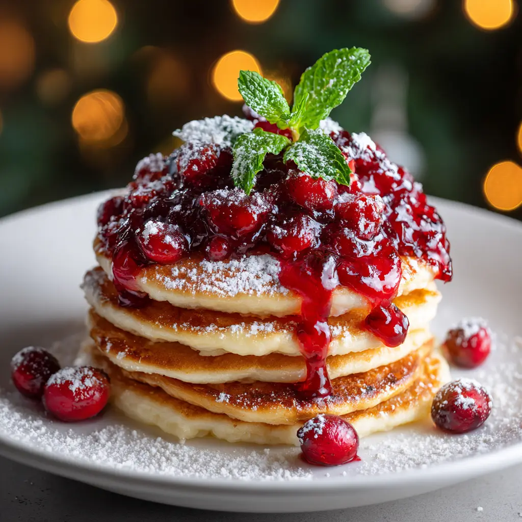 An overhead shot of a plate of holiday pancakes, ready for decoration. This shows the perfect canvas for creating festive pancake art like snowmen or reindeer.