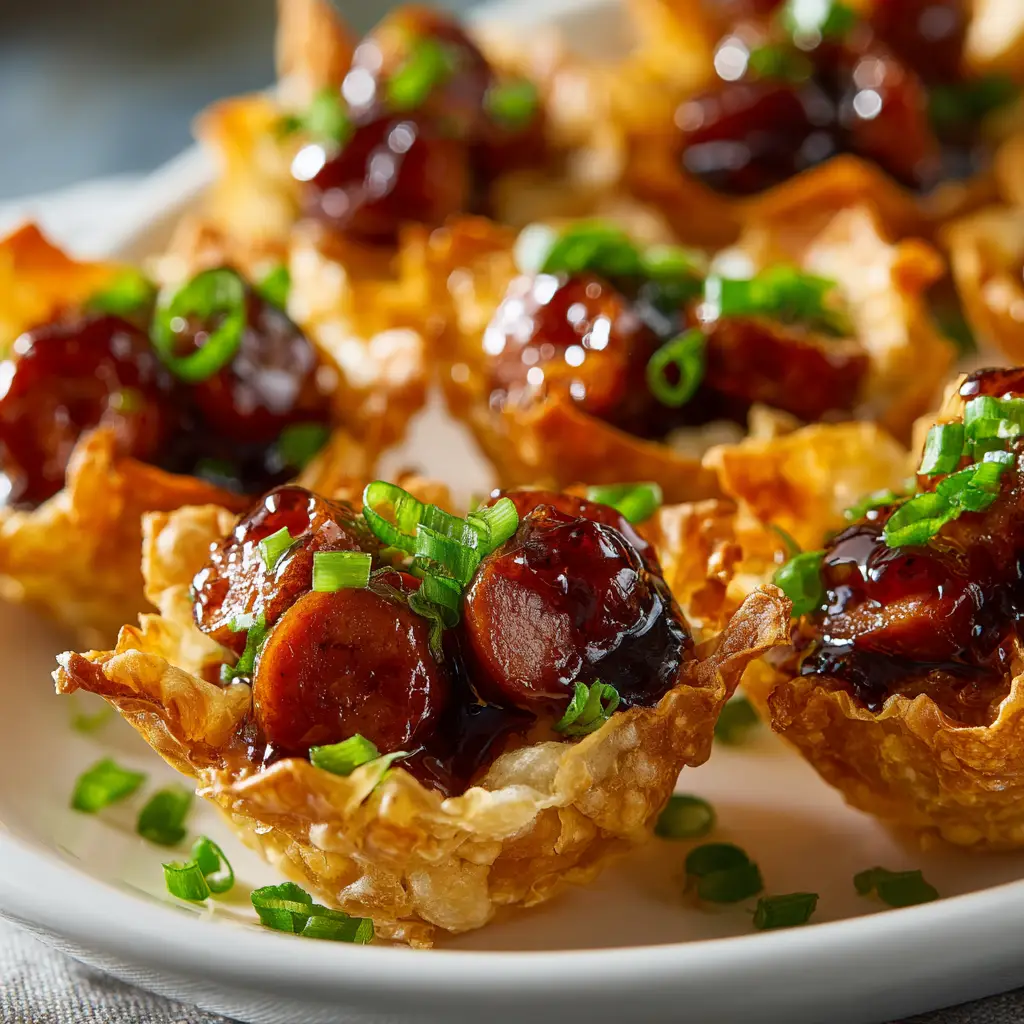 Honey Garlic Lil' Smokies: The Ultimate Crowd-Pleasing Appetizer 1 A serving bowl filled with Honey Garlic Lil' Smokies, with toothpicks inserted for easy serving. The lighting highlights the glossy, sticky glaze on the sausages.