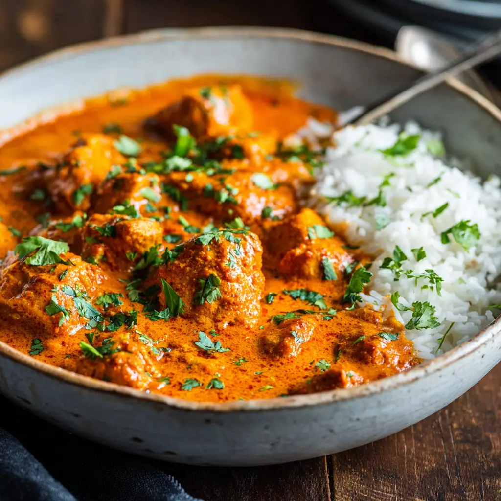 A step-by-step image showing chicken marinating in a yogurt and spice mixture for our authentic butter chicken recipe.