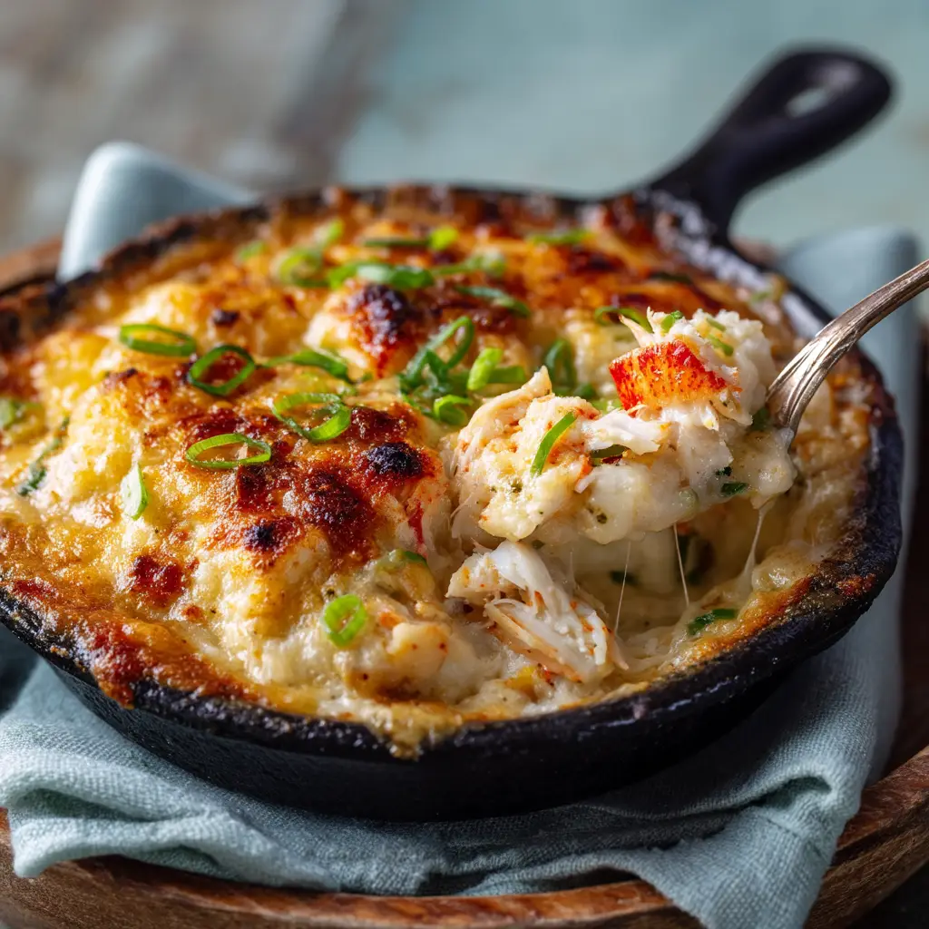 The rich cheese sauce for the crab au gratin being mixed in a saucepan before the crab is added.