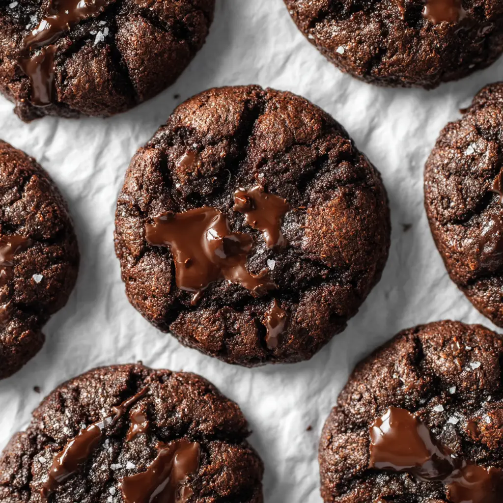 Gluten Free Chocolate Cookies: The Ultimate Chewy & Fudgy Recipe 1 A close-up shot of the chewy texture of a gluten-free chocolate cookie being pulled apart, revealing melted chocolate chips inside.