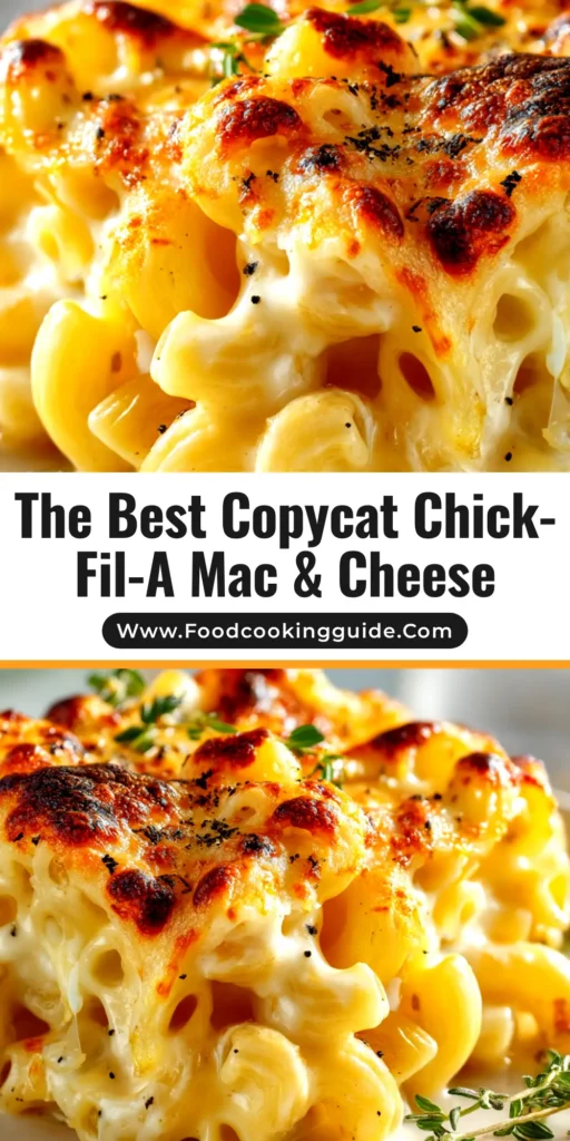 A delicious bowl of the copycat Chick-fil-A Mac and Cheese Recipe, showcasing its creamy texture and cheesy topping.