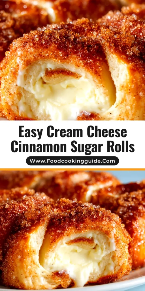 A pan of warm, gooey cream cheese cinnamon sugar rolls fresh from the oven, generously topped with a rich cream cheese frosting.