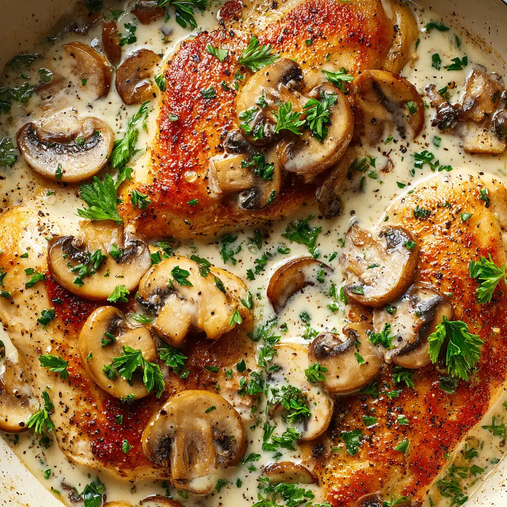 The creamy Boursin cheese sauce with spinach simmering in a skillet before the chicken is added back in.