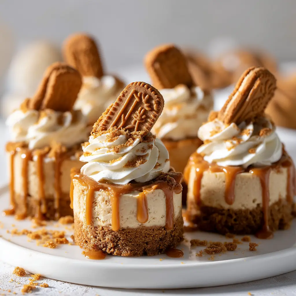 No Bake Mini Biscoff Cheesecakes: The Ultimate Easy Dessert 1 The process of pressing the Biscoff cookie crumb mixture into the muffin liners to form the no-bake crust.