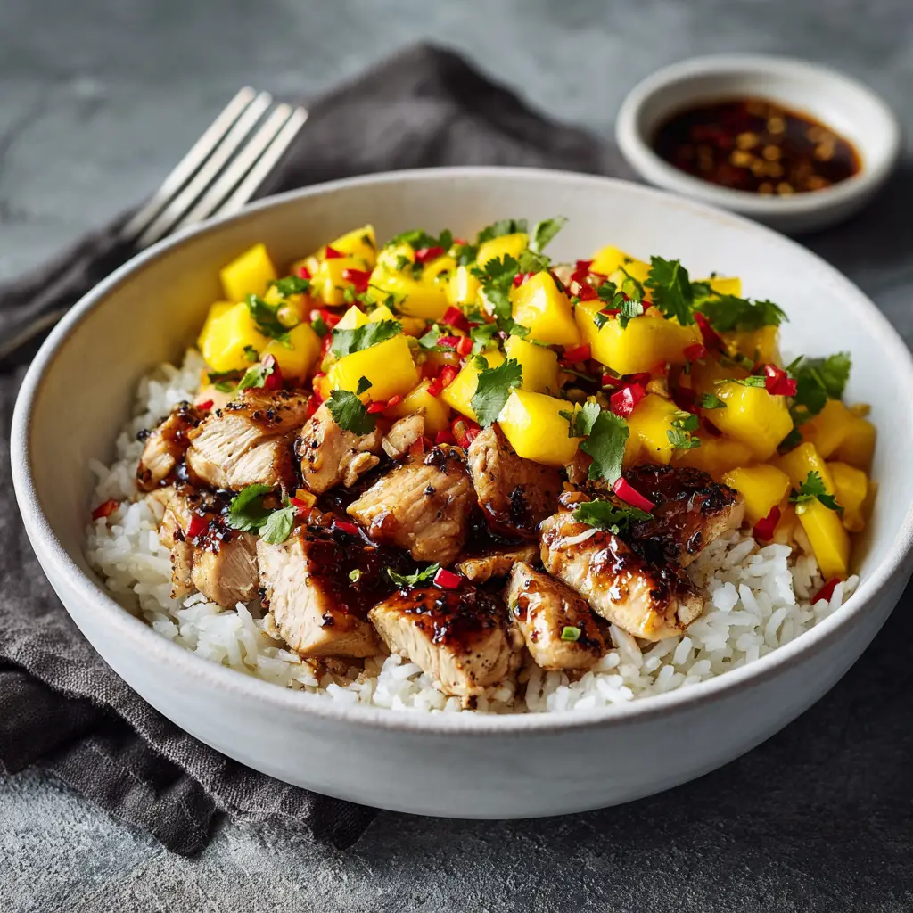 Overhead view of Honey-Soy Glazed Chicken being prepared in a skillet, showing the glossy sauce bubbling around the chicken pieces.