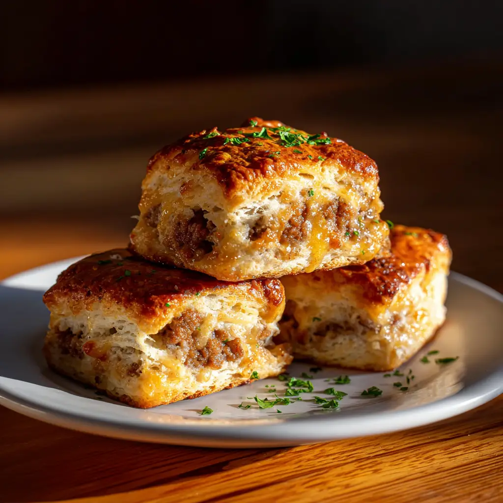 The simple biscuit dough being cut into squares in a pan of melted butter before baking.