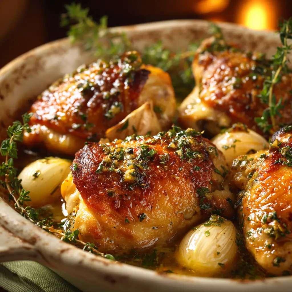 The process of rubbing garlic herb butter under the skin of a whole chicken before roasting.