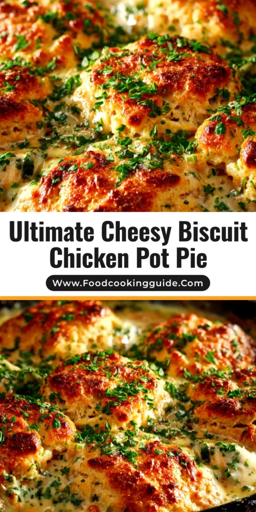 A delicious Red Lobster Biscuit Chicken Pot Pie in a baking dish, showcasing the golden-brown cheddar bay biscuit topping over a creamy chicken filling.