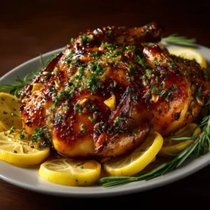 Two whole Roasted Cornish Hens in a cast-iron skillet, ready to be carved and served for an impressive meal.