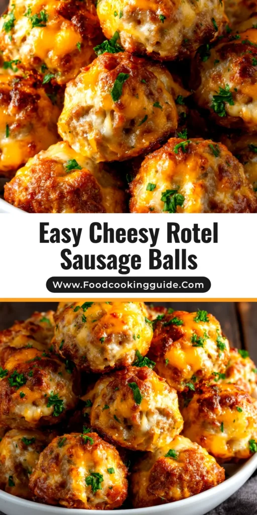 A close-up of delicious Rotel cream cheese sausage balls on a white plate, ready to be served as the perfect party appetizer.