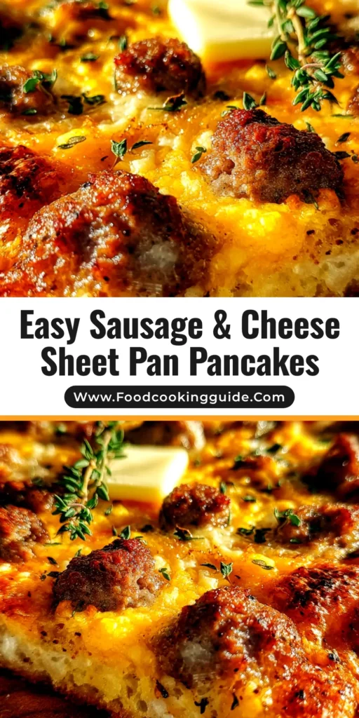 Sausage Cheese Sheet Pan Pancakes: The Ultimate Easy Breakfast 4 A savory Sausage Cheese Sheet Pan Pancake cut into squares. A spatula lifts a piece, revealing the fluffy texture and melted cheese, ready for an easy family breakfast.