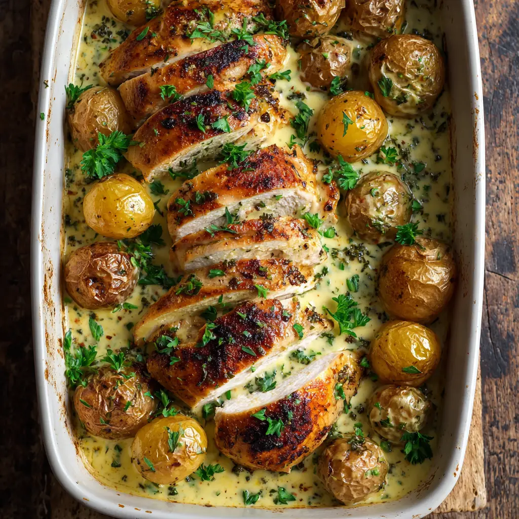 Creamy Herb Chicken (Ready in 30 Minutes!) 1 A pan-seared chicken breast for the creamy herb chicken recipe, showing a perfect golden-brown crust before the sauce is made.