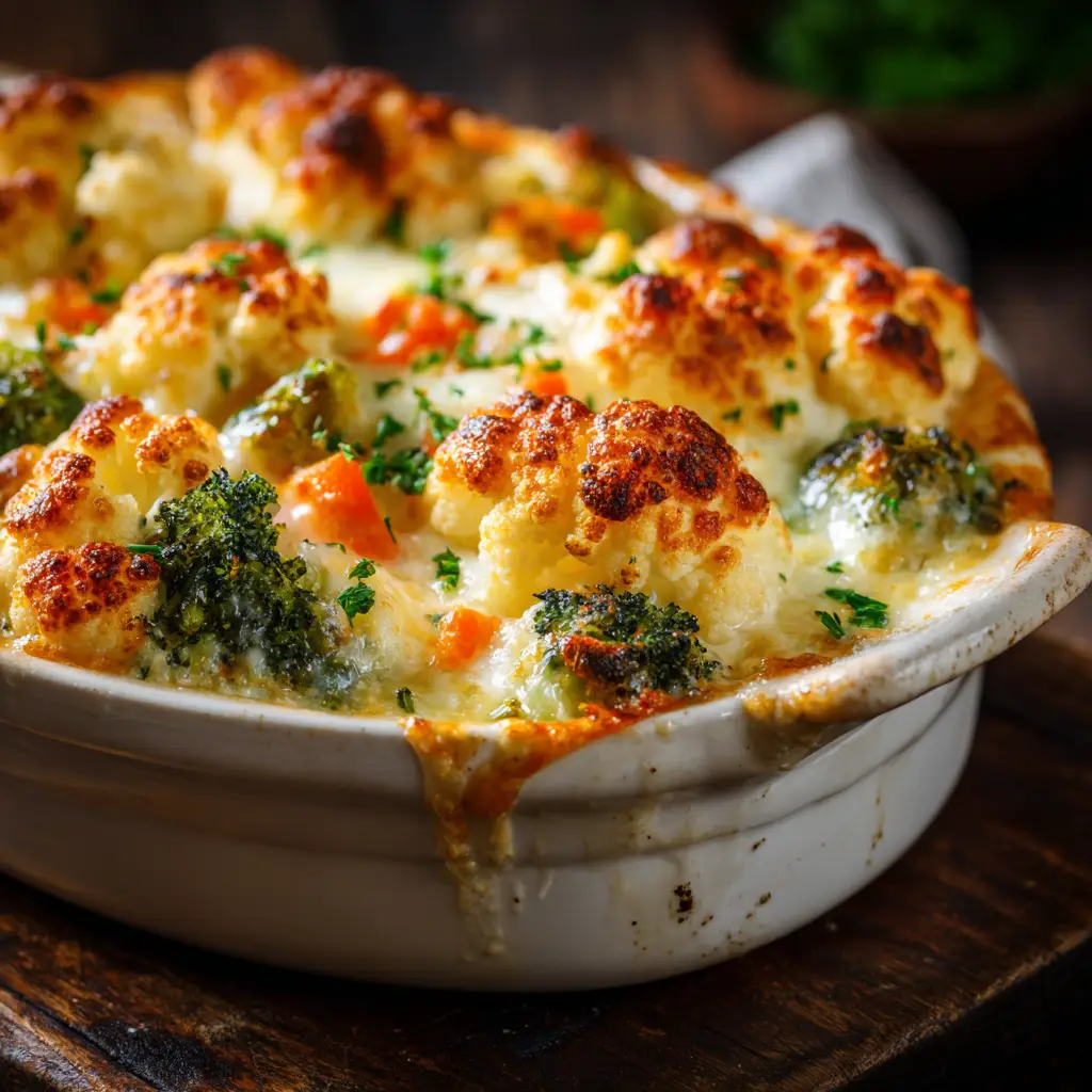 Winter Vegetable Casserole (The Ultimate Cozy Recipe) 1 A scoop of the healthy vegetable casserole on a spatula, showing the layers of tender vegetables and savory sauce.