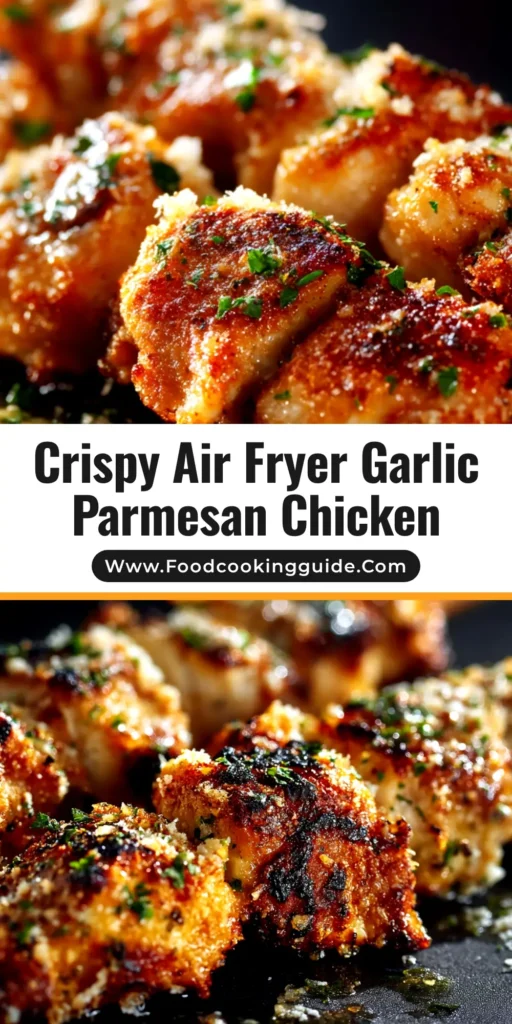 Air Fryer Garlic Parmesan Chicken: The Crispiest, Juiciest Recipe 3 A delicious and crispy Air Fryer Garlic Parmesan Chicken breast sliced to show the juicy interior, served on a white plate.