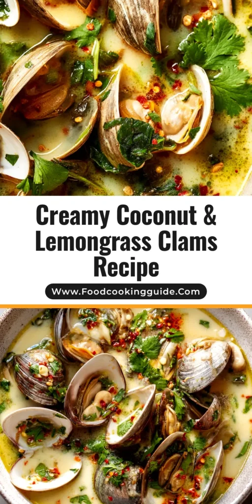 A stunning bowl of Coconut Broth Clams, garnished with fresh cilantro and a lime wedge, with crusty bread on the side. The perfect easy and elegant seafood dinner.