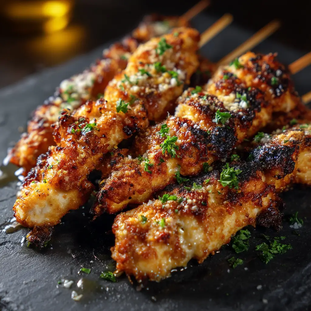 Air Fryer Garlic Parmesan Chicken: The Crispiest, Juiciest Recipe 1 A serving of several pieces of golden-brown garlic parmesan chicken, showcasing the delicious and savory coating.