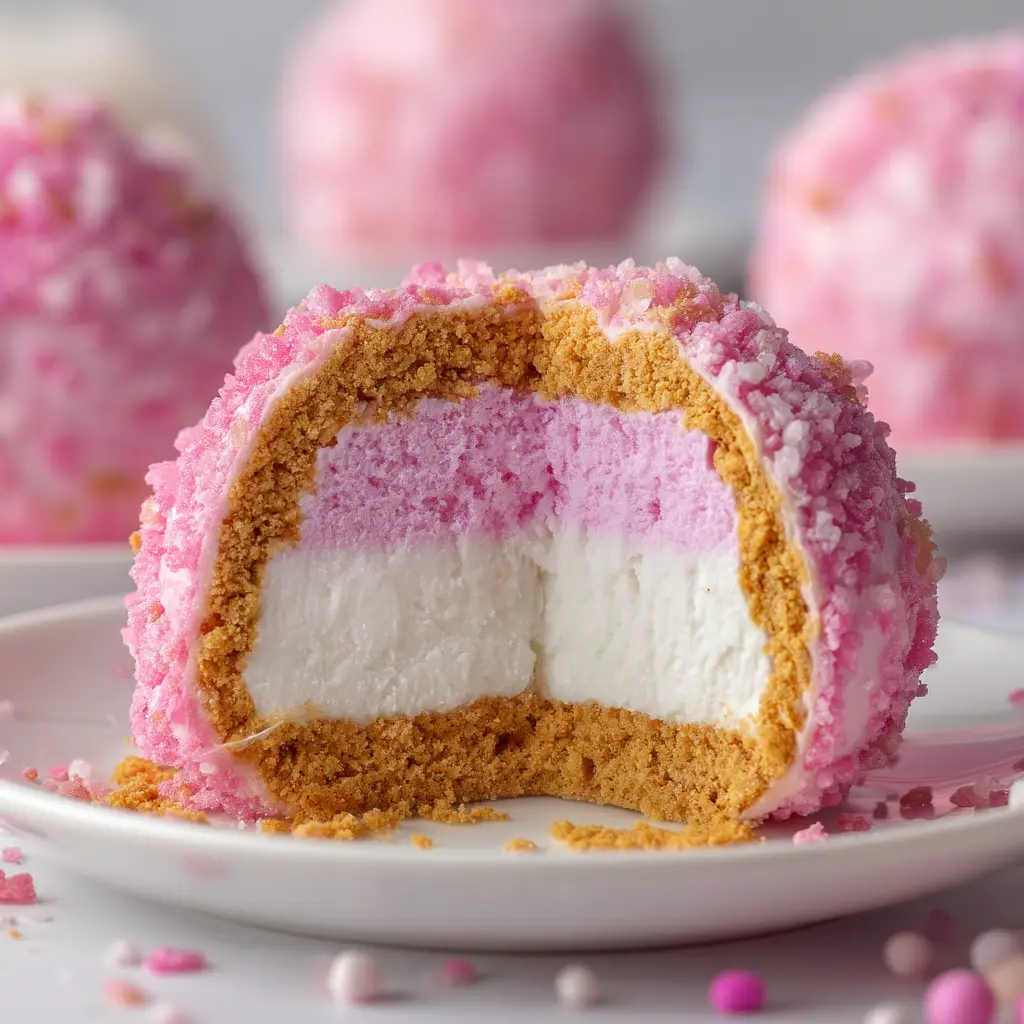 The completed cotton candy cheesecake, garnished with colorful sprinkles, before being sliced.