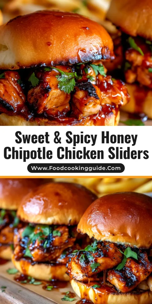 Honey Chipotle Chicken Sliders: The Ultimate Sweet & Spicy Treat 3 A platter of delicious Honey Chipotle Chicken Sliders, showing juicy shredded chicken on soft, toasted buns. The perfect sweet and spicy appetizer.
