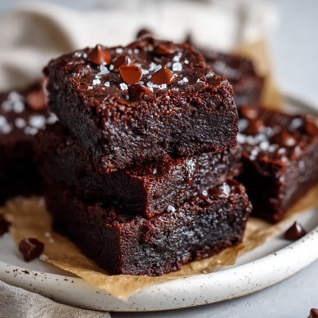 Healthy Black Bean Brownies batter preparation showing chocolate chips and dark chocolate texture.