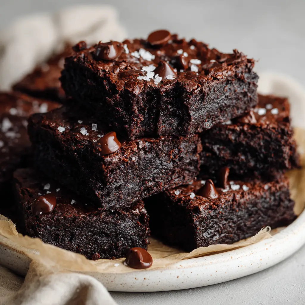 Healthy Black Bean Brownies 1 Close up of the dense, fudgy dark chocolate interior of Healthy Black Bean Brownies.