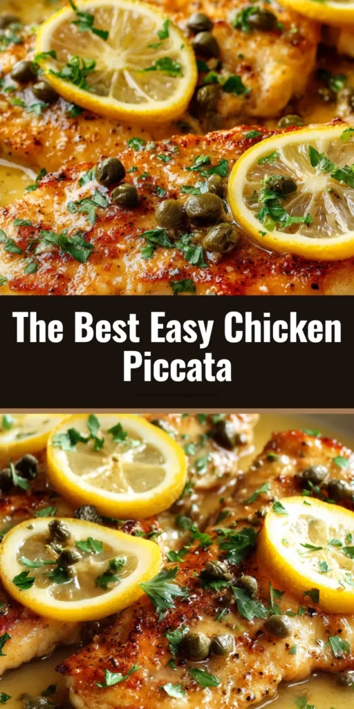 Best Chicken Piccata Recipe 3 A close-up shot of pan-seared chicken piccata in a shallow white ceramic serving dish featuring a golden-brown crust, capers, and glossy lemon-butter sauce. (Best Chicken Piccata Recipe)