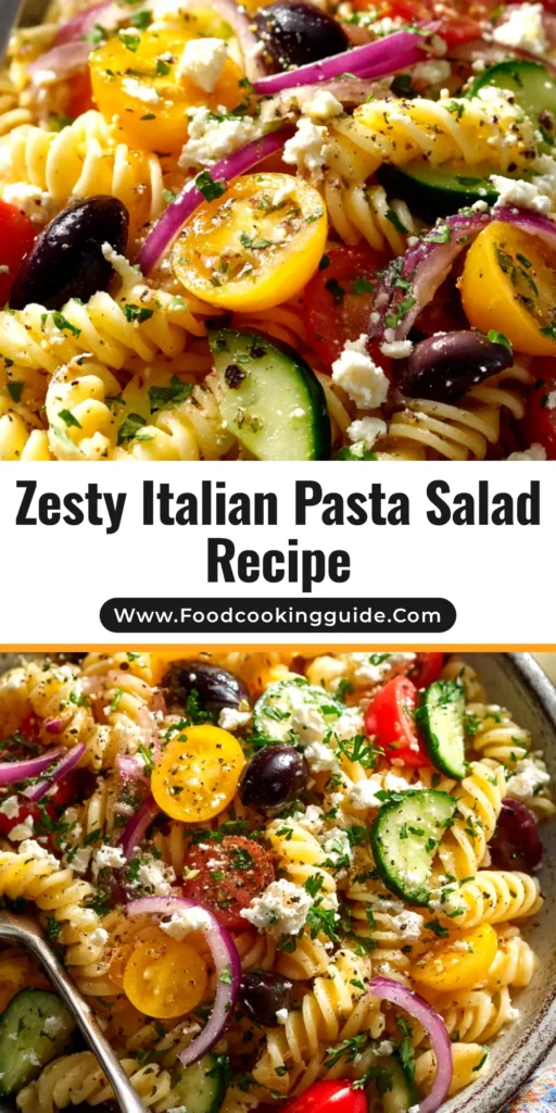 A large bowl of delicious Italian Pasta Salad with rotini, cherry tomatoes, salami, and mozzarella, perfect for pinning.