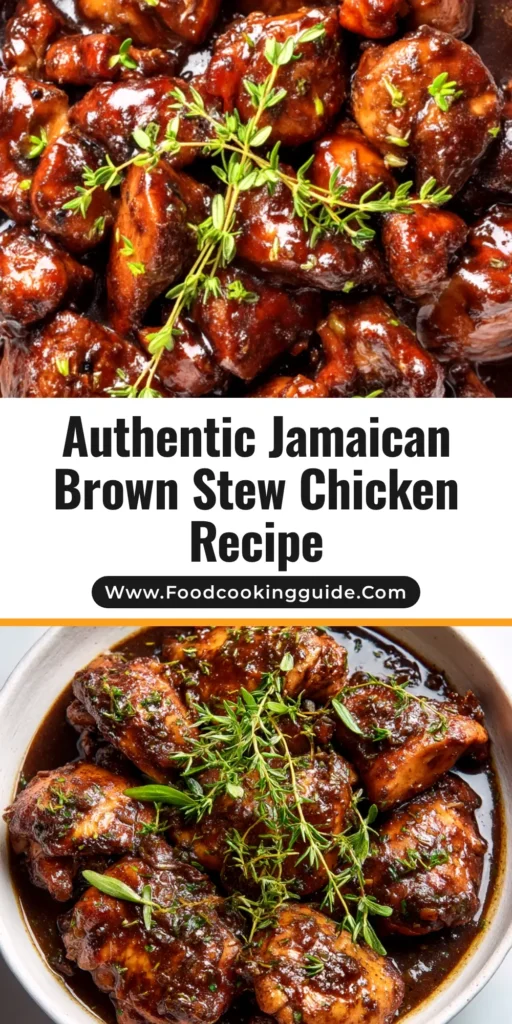 Jamaican Brown Stew Chicken Recipe (Authentic & Easy) 4 A delicious bowl of authentic Jamaican Brown Stew Chicken with rice and peas. The chicken is coated in a rich, dark gravy. The perfect easy Caribbean dinner recipe idea.