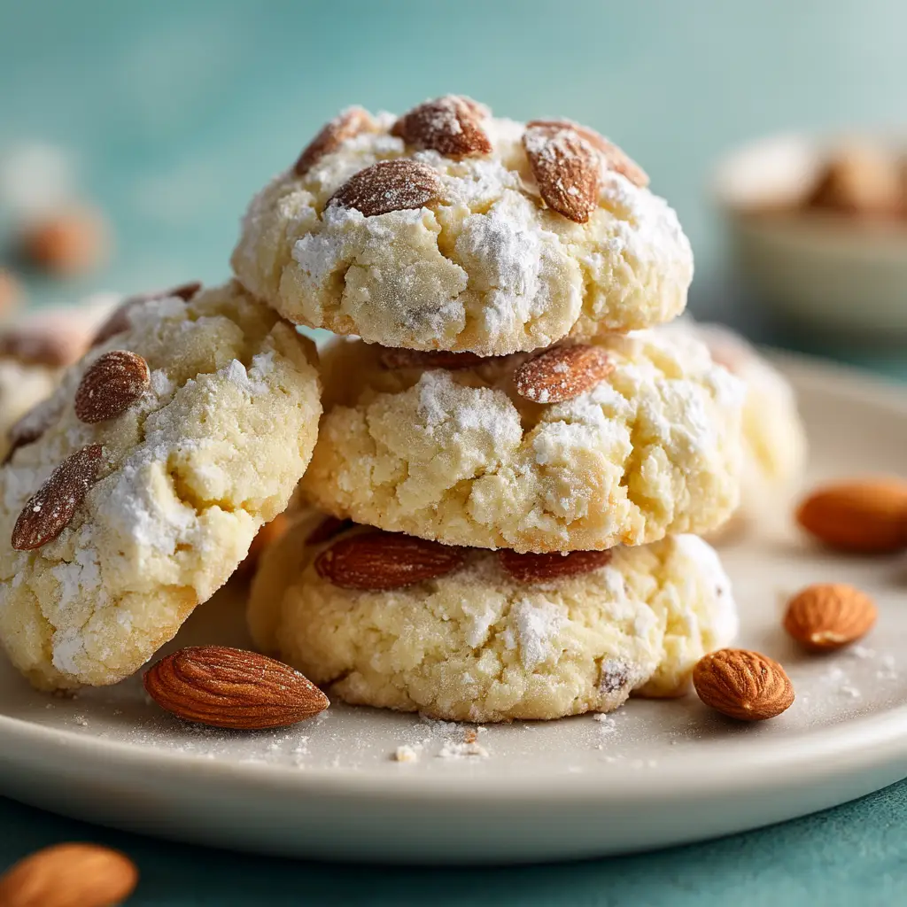 A close-up shot of soft Italian ricotta cookies on a cooling rack before being glazed.