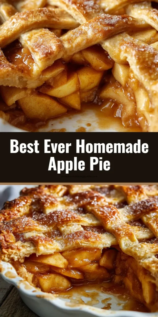 A slice of freshly baked easy apple pie showing thick densely packed layers of soft cooked apples coated in a rich dark caramelized sauce. (Easy Apple Pie Recipe)