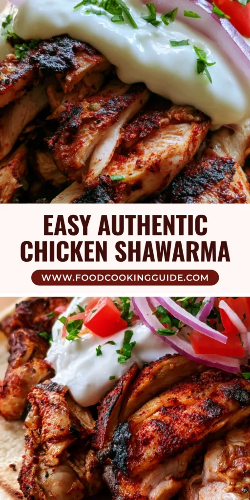 Chicken Shawarma Recipe: How to Make Juicy, Charred Street Food at Home 3 A handheld chicken shawarma wrap in soft pita with charred spice-rubbed chicken, thick garlic sauce, red onions, and tomatoes. (Chicken Shawarma Recipe)