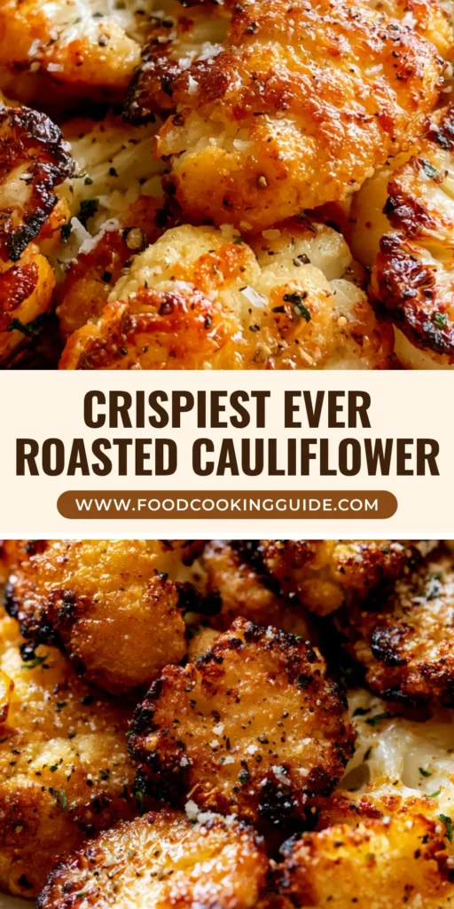 A rustic white bowl filled with Crispy Roasted Cauliflower, showcasing dark charred edges and a dusting of parmesan cheese.