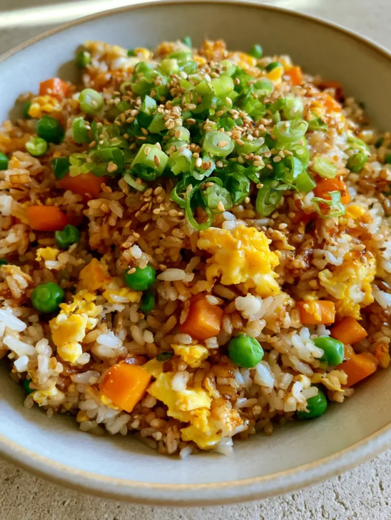 Egg Fried Rice Recipe: The Ultimate Guide to Wok-Toasted Perfection 2 Smartphone photo of individual grains of long-grain rice coated in savory brown sauce with fluffy egg bits. (Egg Fried Rice Recipe)